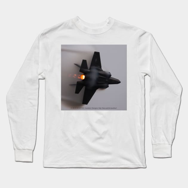 F-35A Lightning II With Afterburner And Vapor Long Sleeve T-Shirt by acefox1
